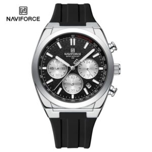 Naviforce Nf 8080- Silver Black Men’s Watch.