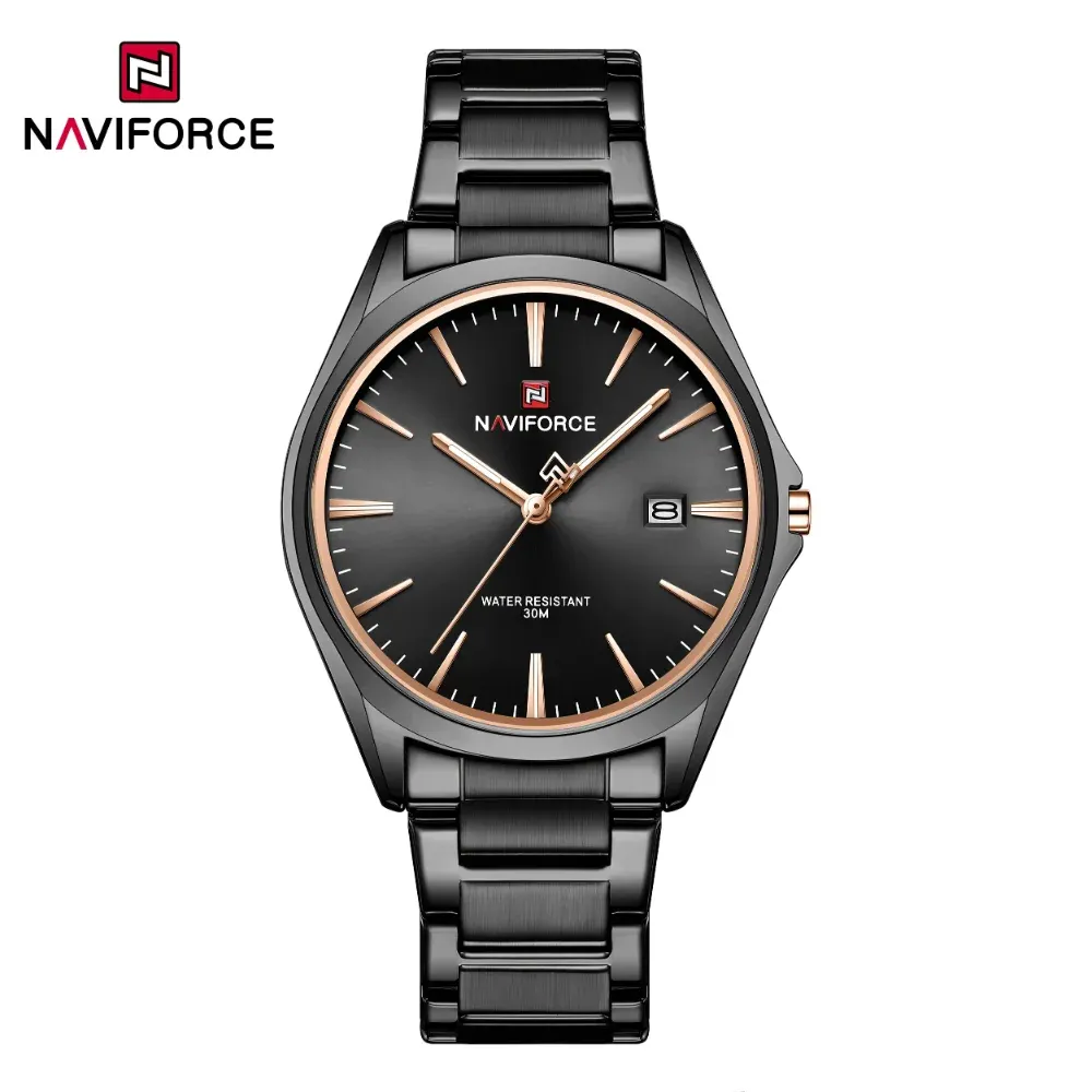 Naviforce 9291 Men's Watch Black RoseGold