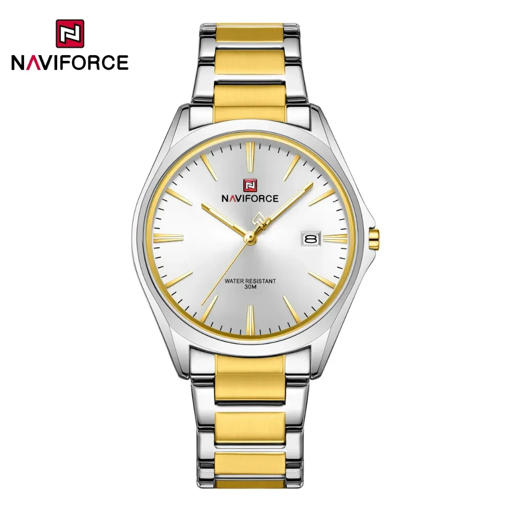 Naviforce 9291 Men's Watch Golden White
