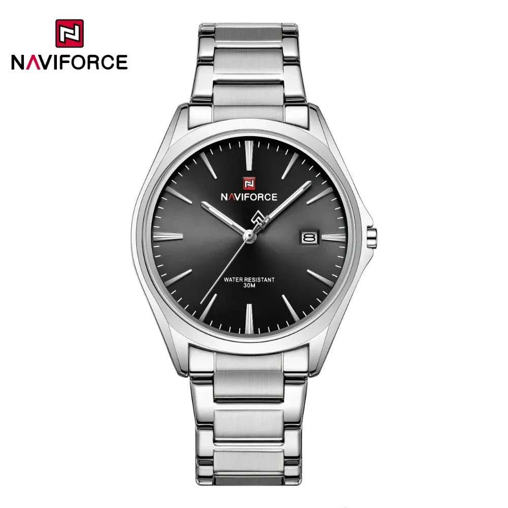 Naviforce 9291 Men's Watch Silver Black
