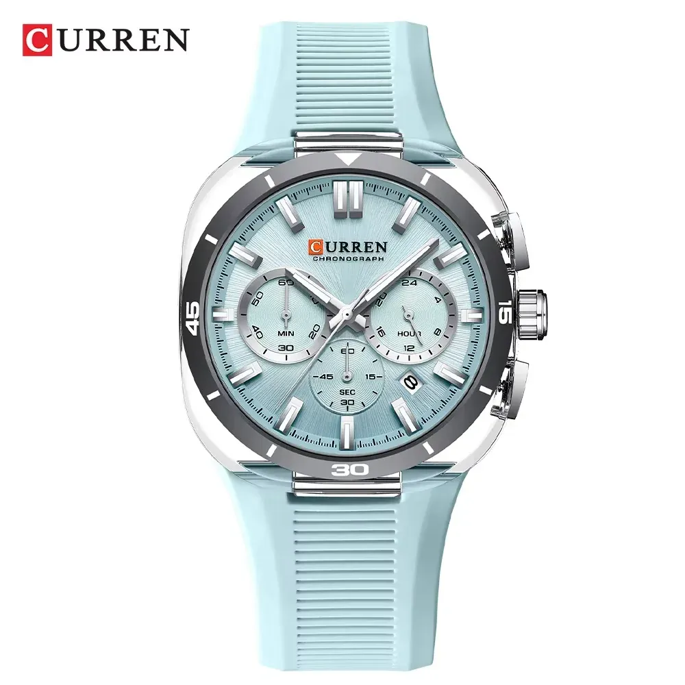Curren 8502 Silicon Chronograph watch Sky Blue