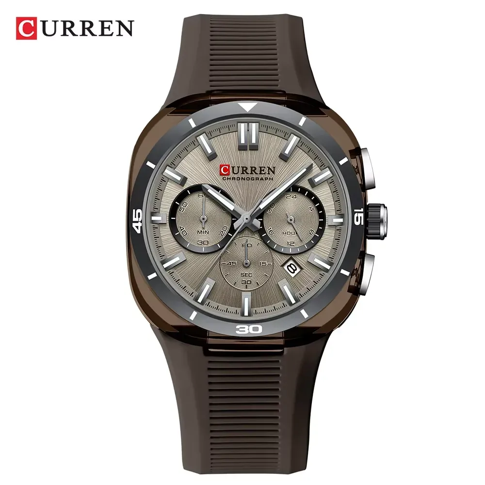 Curren 8502 Silicon Chronograph watch Coffe