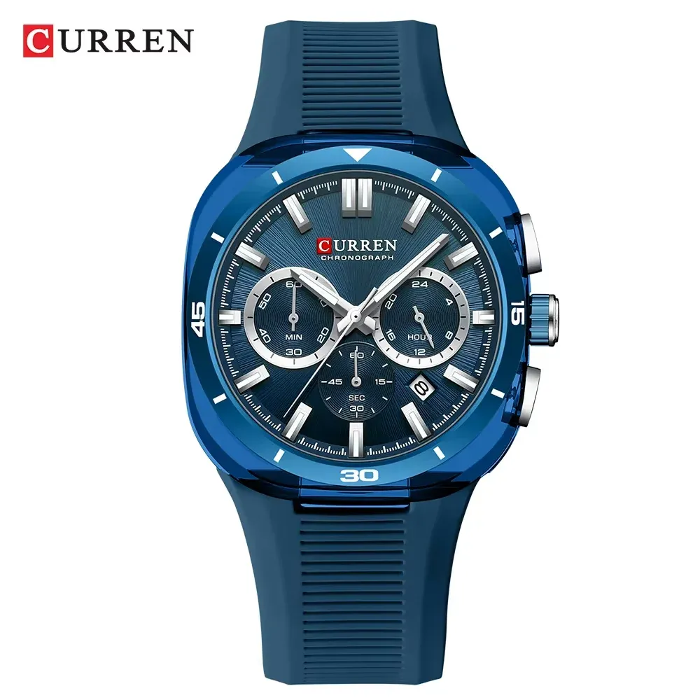 Curren 8502 Silicon Chronograph watch Blue