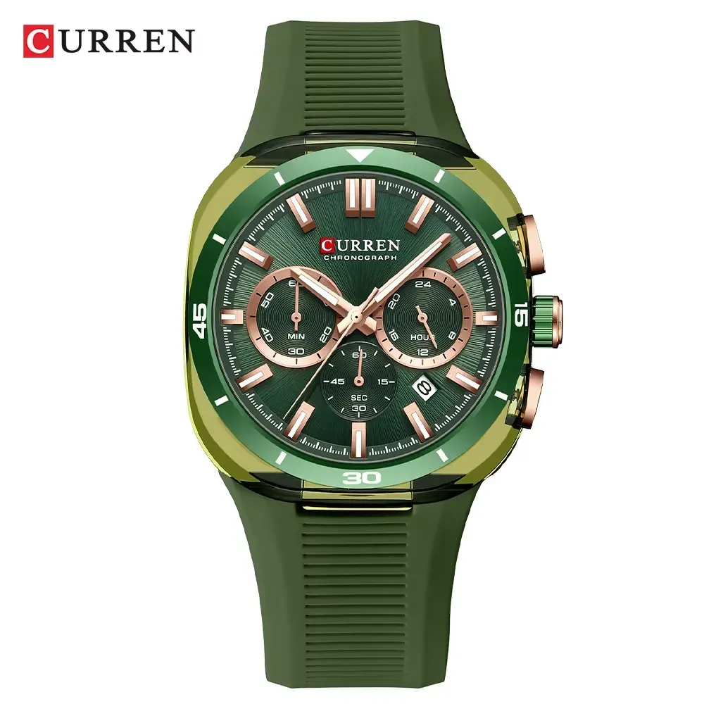 Curren 8502 Silicon Chronograph watch Green
