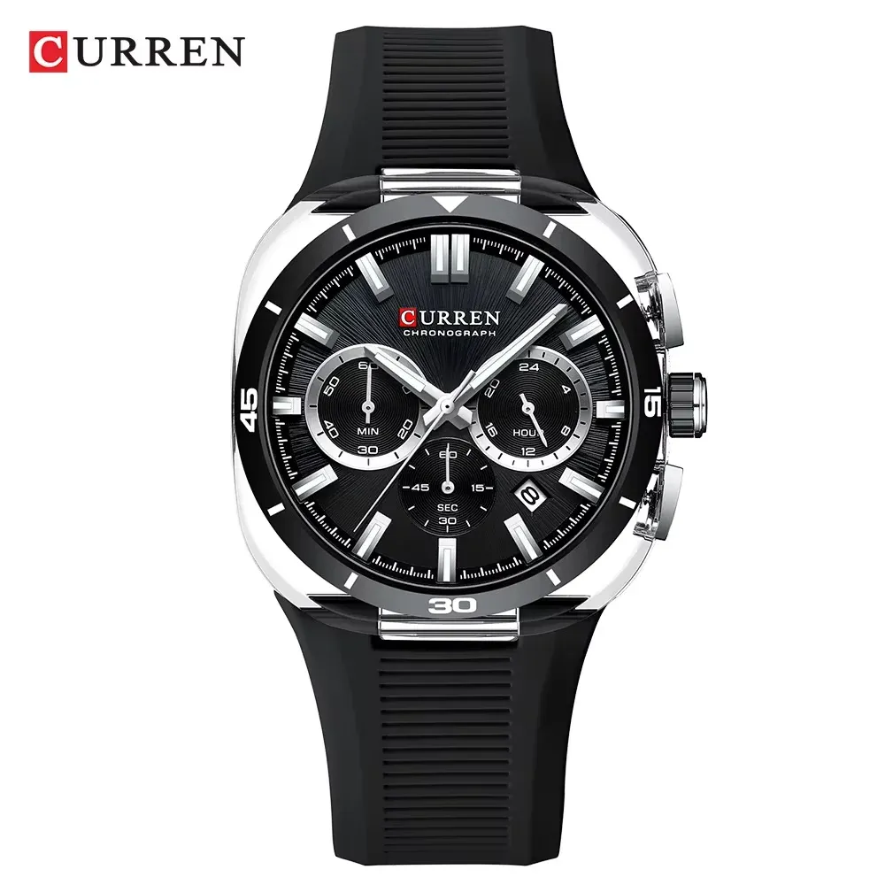 Curren 8502 Silicon Chronograph watch Black