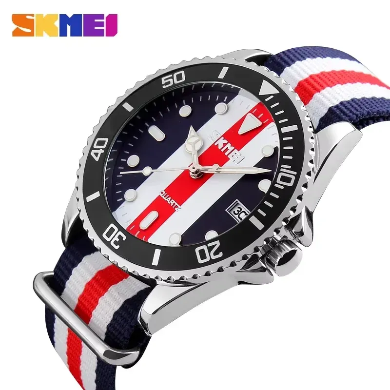Skmei 9133 Nylon Straps Watch Blue White Red