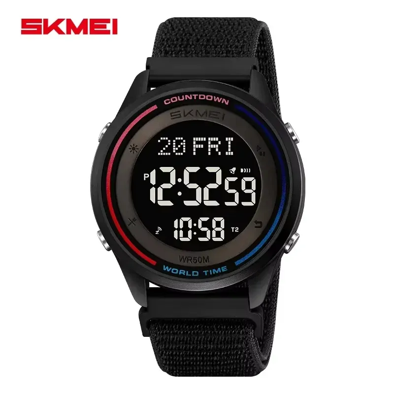 Skmei 2412 Nylon straps Digital Watch black nylon