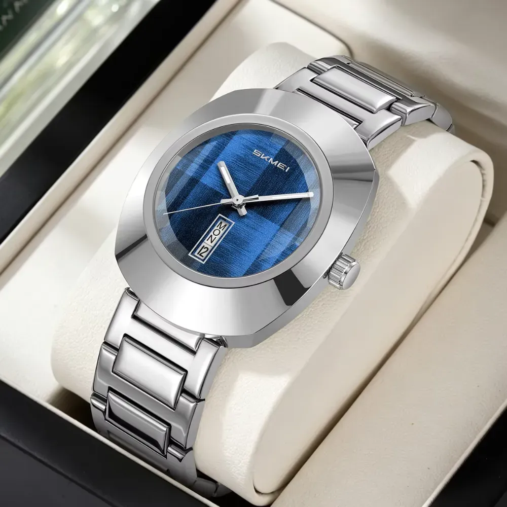 Skmei 9410 Retro Oval Quartz Watch silver-blue