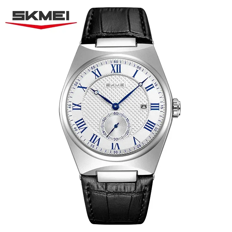 Skmei 9390 Leather Watch White Blue