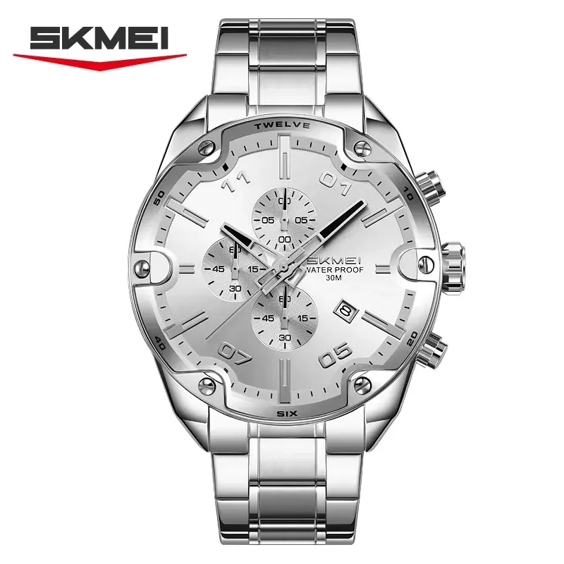 Skmei 9387 Quartz Wristwatch Silver White