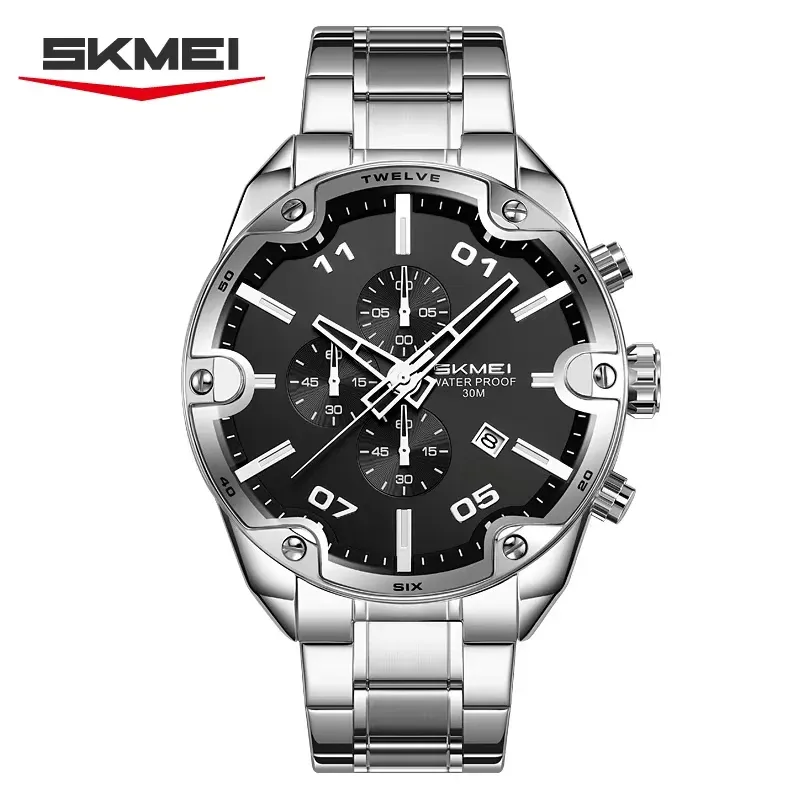 Skmei 9387 Quartz Wristwatch Silver Black